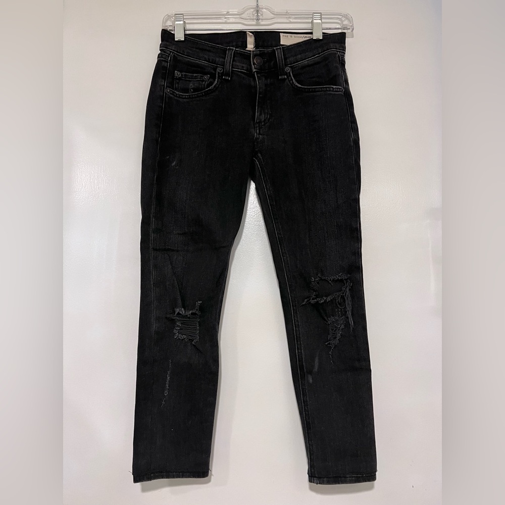 Rag & Bone Cropped Black Skinny Jeans Size 24